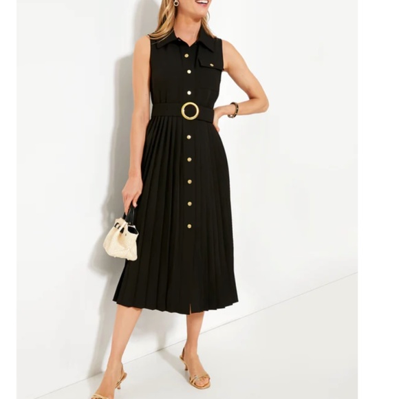 Tuckernuck NEW Black Lyles 3/4 Sleeve Belted Classic Cotton Maxi Dress Size L main image 0